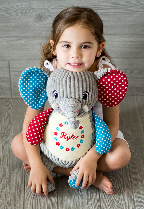 Hand Embroidered Personalised Elephant Teddy
