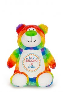 personalised rainbow teddy bear