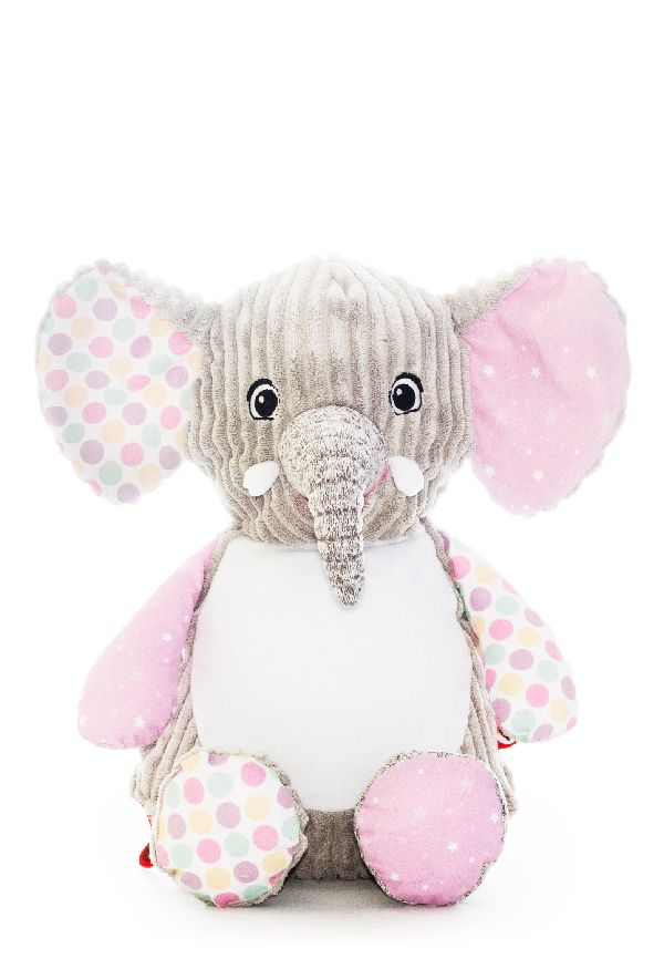 Bubblegum Elephant Teddy Personalised Baby Sensory Toy